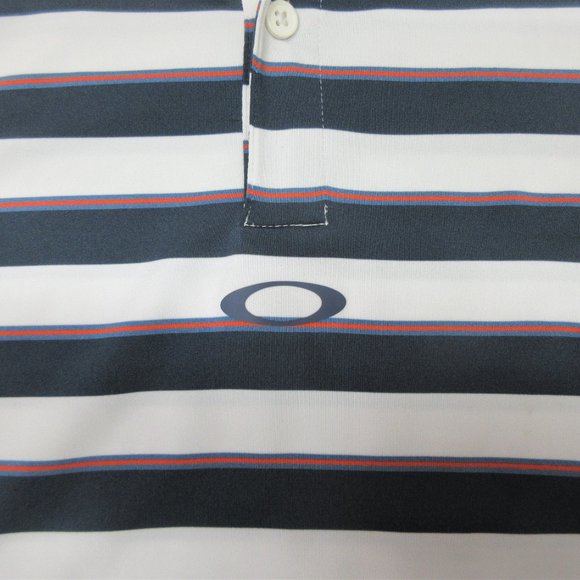 OAKLEY REGULAR FIT POLY/SPANDEX POLO SHIRT WHITE STRIPE X-LARGE, XL - Picture 2 of 5